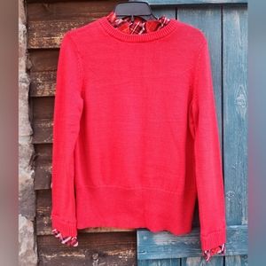 Crown & Ivy Womens Sweater Plaid Ruffle Medium